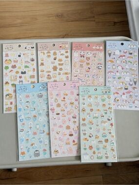 Kawaii Assorted Animal & Food Stickers - Pastel Sheets- Made in Japan